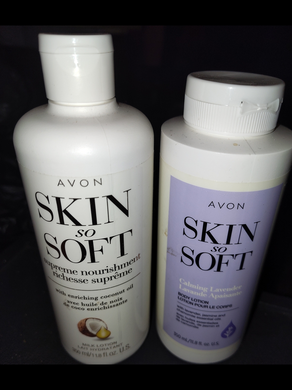 Avon Skin So Soft Lotions in White and Lavender